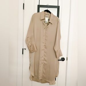 Satin shirt dress